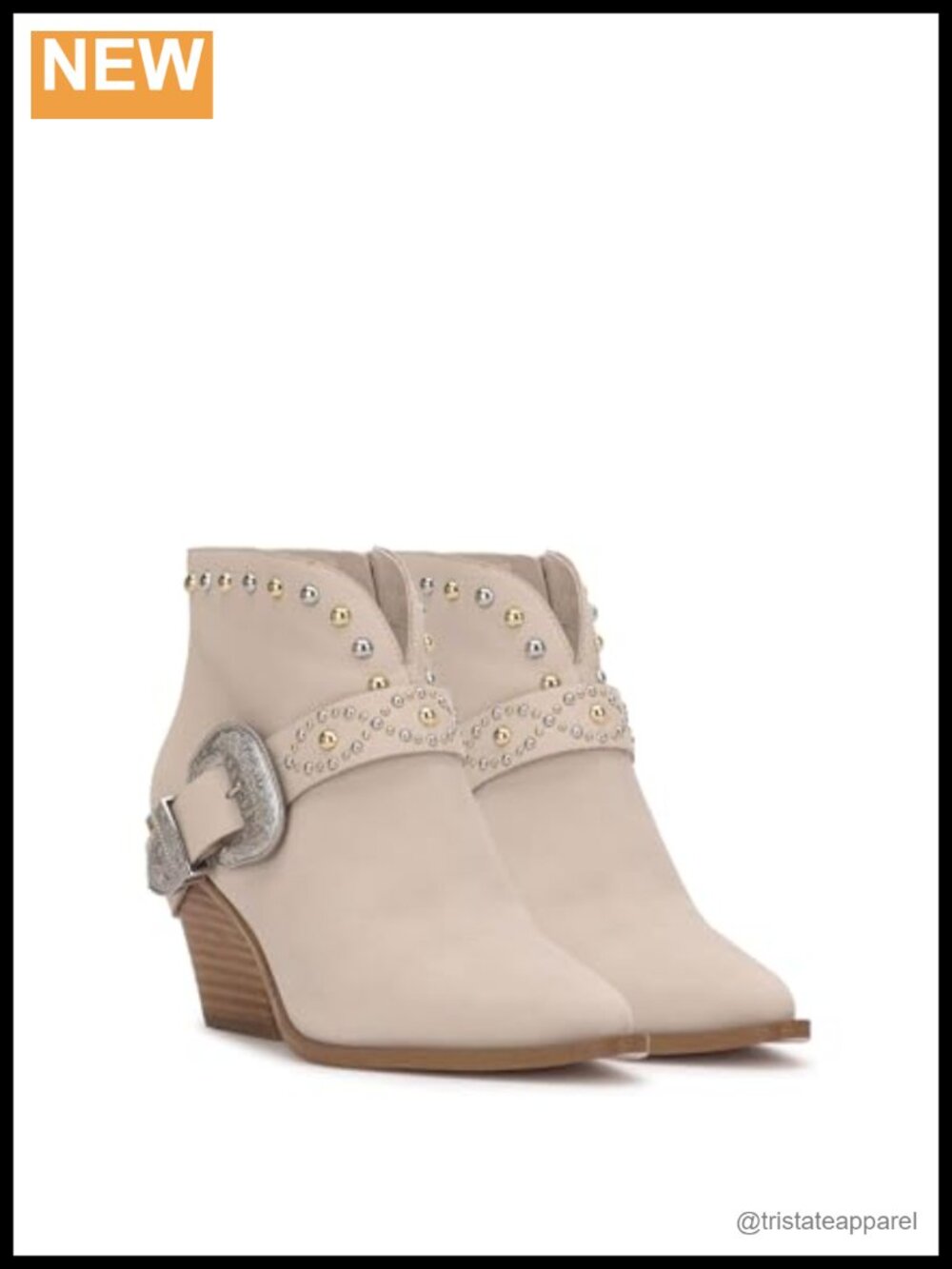 Western Ankle Booties with Stud Accents and Buckle